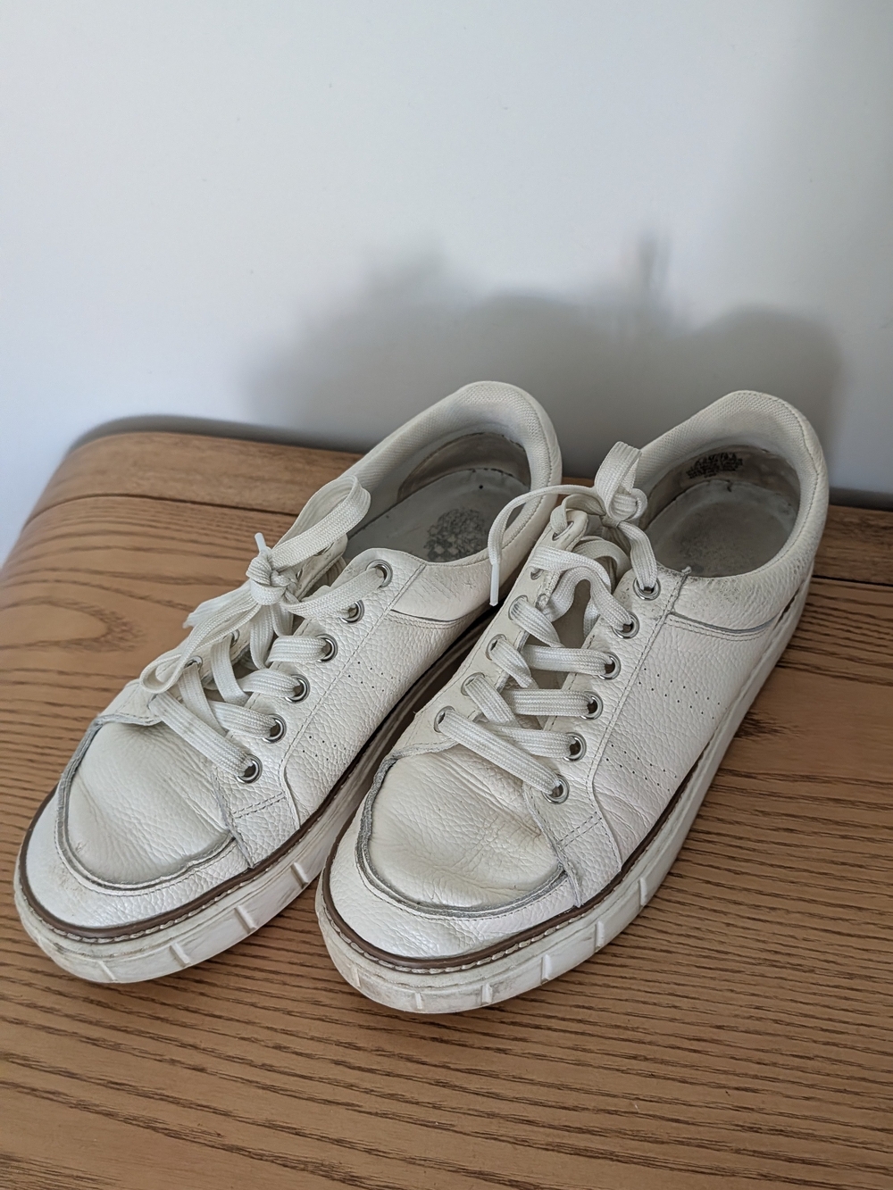 White Leather Lace-Up Sneakers